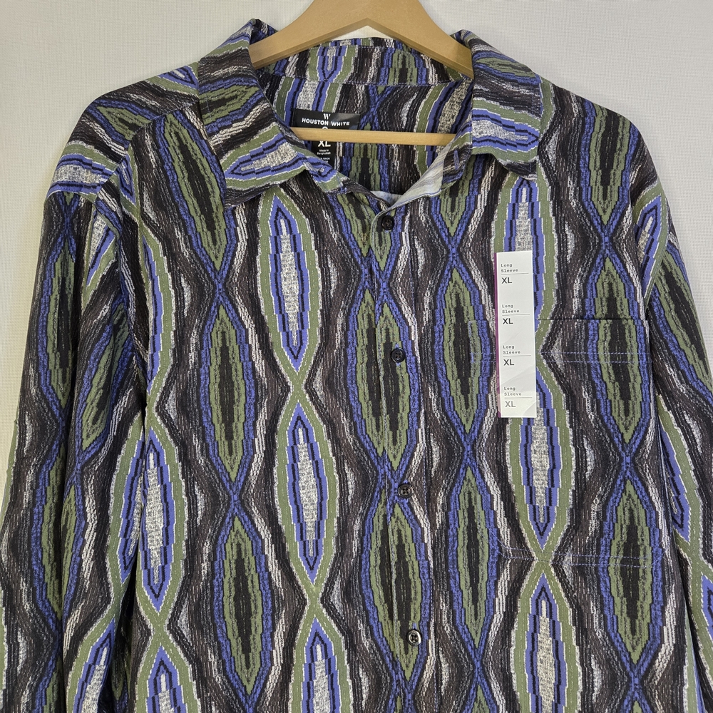 Houston White (Target) Men's Bold Pattern L/Sl Button Up Shirt XL & XXL